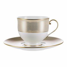 Чайная пара Narumi Золотой алмаз 240 мл бело-золотая