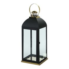 Подсвечник-фонарь Dekor pap WT0185/2 черно-золотистый сталь-стекло