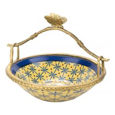 Декоративная корзина Glasar с бабочкой 17x15x13 см желтая ГЛАСАР