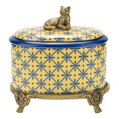 Шкатулка Glasar с кошечкой 13x9x12 см желтая ГЛАСАР