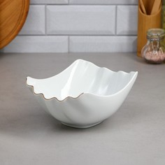 Салатник, 1.5 л, золотая обводка, фарфор, Иран Керамика ручной работы