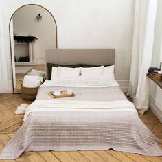 Покрывало, 220х240 см, хлопок/полиэстер, бежево-коричневое, Полоска, Jacquard bed Kuchenland