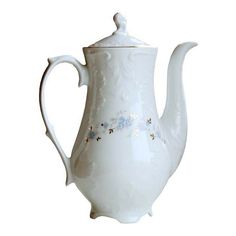 Кофейник Cmielow Rococo Голубые цветы Золото фарфор белый 1,2 л