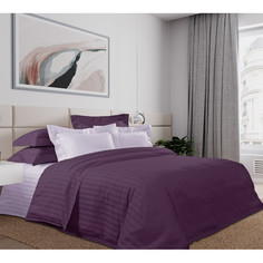 Комплект постельного белья евро страйп-сатин (пододеяльник 210х230 см) Фиолет арт. LK7326 Текс Дизайн
