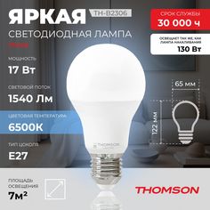 Лампочка светодиодная THOMSON TH-B2306 17 Вт, E27, А65, груша, 6500K холодный белый свет