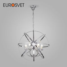 Люстра подвесная на 6 ламп Eurosvet 60139/6 Santi хром