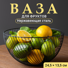 Фруктовница Shiny Kitchen Корзина под фрукты и сладости металлическая, черная