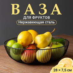 Фруктовница Shiny Kitchen Корзина под фрукты и сладости металлическая, черная