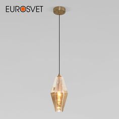 Подвесной светильник Eurosvet Prism 50236/1 латунь с стеклянным янтарным плафоном E14
