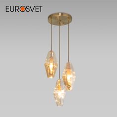 Подвесной светильник Eurosvet Prism 50236/3 латунь с стеклянным янтарным плафоном E14
