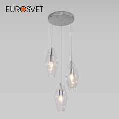 Подвесной светильник Eurosvet Prism 50236/3 хром с стеклянным прозрачным плафоном E14
