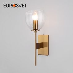 Бра Eurosvet Arrista 60130/1 латунь со стеклянным прозрачным плафоном E14