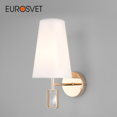 Бра Eurosvet Milazzo 60137/1 золото с белым тканевым абажуром и хрусталем E14