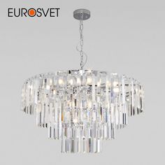 Подвесная люстра Eurosvet Elegante 10130/10 хром с прозрачным хрусталем Strotskis E14