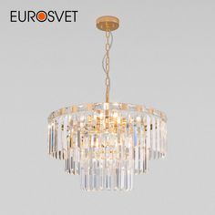 Подвесная люстра Eurosvet Elegante 10130/8 золото с прозрачным хрусталем Strotskis E14