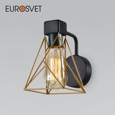 Настенный светильник Eurosvet Trappola 70107/1 черный / латунь в стиле лофт из металла E27