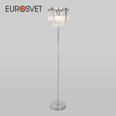 Торшер Eurosvet Elegante 01137/3 хром с прозрачным хрусталем Strotskis E14