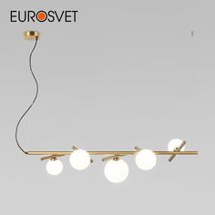 Подвесной светильник Eurosvet Salut 50382/5 латунь с белыми стеклянными плафонами G9