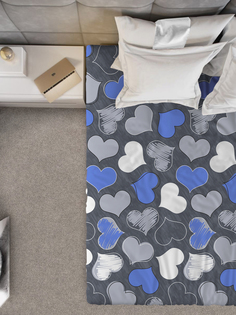 Простыня Галтекс Нежность на резинке поплин 180х200 Романтика синий Galtex