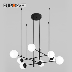 Подвесной светильник Eurosvet Planet 70146/8 черный матовые белые плафоны из стекла E27
