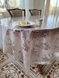 Cиликоновая скатерть PROtect на стол с рисунком прозрачная клеенка 137x120 см, 12326