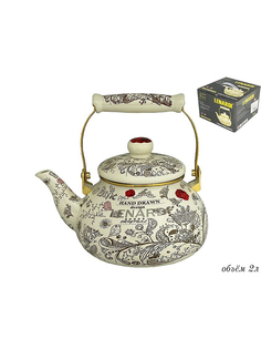 Чайник для плиты эмалированная сталь Lenardi Птичий дворик 2л 776-022