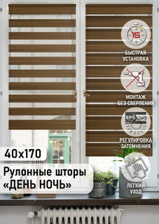 Рулонная штора Eskar Миниролло День-Ночь Меланж коричневый 40х170см Эскар