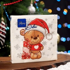 Салфетки бумажные Pero Deluxe Тэдди, 3 слоя, 33х33, 20 шт Liliya