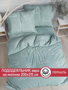 Пододеяльник Cказка "Котики (мята)" евро 200х215 см