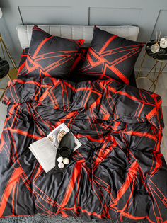 Комплект постельного белья Павлина черно-красный 1,5 спальный Pavlina