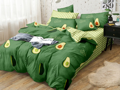 Постельное белье Cleo Pure Cotton наволочки 70x70 1.5 спальное с авокадо