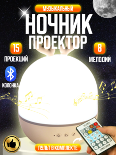 Ночник-проектор с рожками Bluetooth BRINKEL Cute Elf B689