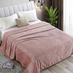 Плед Адель Флора 150х200см, пудра, велсофт 280г/м