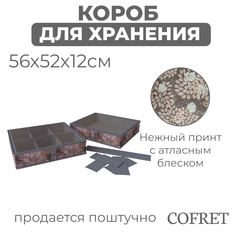 Короб для хранения обуви Cofret Серебро с крышкой 6 отделений 56х52х12 см