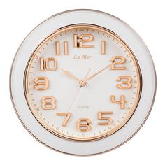 Часы настенные La Mer GD 003052 белые с золотистыми цифрами и стрелками