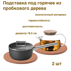 Подставка пробковая под горячее Karobas 18 см, 2 штуки