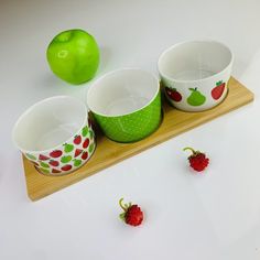 Набор 3 штуки Салатник Lenardi на подставке фарфор, бамбук