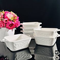 Набор 6 штук Салатник квадратный Lenardi 14см, фарфор