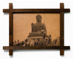 Картина BoomGift Большой Будда, гравировка на натуральной коже