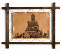 Картина BoomGift Большой Будда, гравировка на натуральной коже