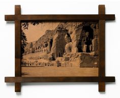 Картина BoomGift Пещерные храмы Юньган, гравировка на натуральной коже