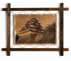 Картина BoomGift Замок Нагоя, гравировка на натуральной коже