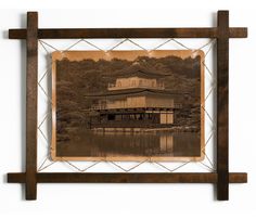 Картина BoomGift Храм Кинкакудзи, гравировка на натуральной коже