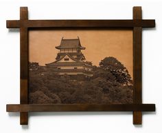 Картина BoomGift Замок Инуяма, Япония, гравировка на натуральной коже
