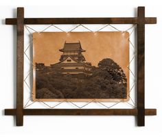 Картина BoomGift Замок Инуяма, Япония, гравировка на натуральной коже