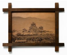Картина BoomGift Замок Кумамото, Япония, гравировка на натуральной коже