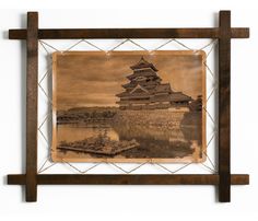 Картина BoomGift Замок Мацумото, Япония, гравировка на натуральной коже