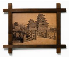 Картина BoomGift Замок Мацумото, Япония, гравировка на натуральной коже