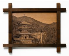 Картина BoomGift Храм Сэйганто дзи, Япония, гравировка на натуральной коже