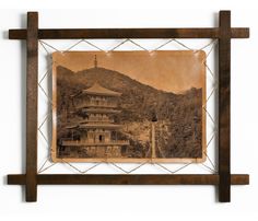 Картина BoomGift Храм Сэйганто дзи, Япония, гравировка на натуральной коже